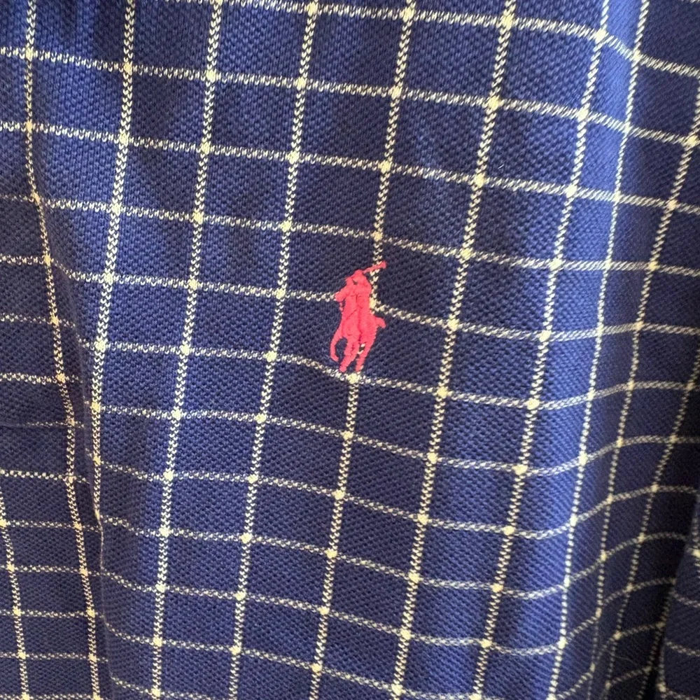 Polo Ralph Lauren Blue Checkered Vintage Polo Shirt XXL